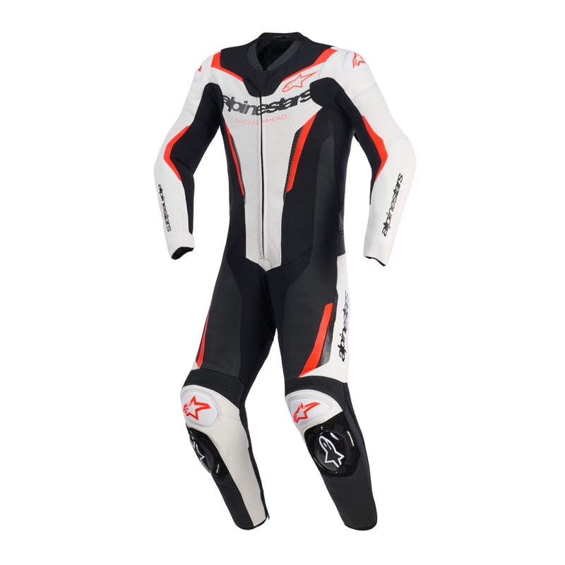Ολόσωμη φόρμα μοτοσικλέτας Alpinestars GP FORCE V2 σε λευκό-μαύρο-φλουορ κόκκινο