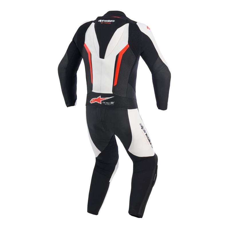 Ολόσωμη φόρμα μοτοσικλέτας Alpinestars GP FORCE V2 σε λευκό-μαύρο-φλουορ κόκκινο