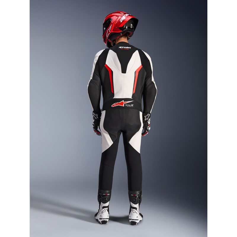 Ολόσωμη φόρμα μοτοσικλέτας Alpinestars GP FORCE V2 σε λευκό-μαύρο-φλουορ κόκκινο