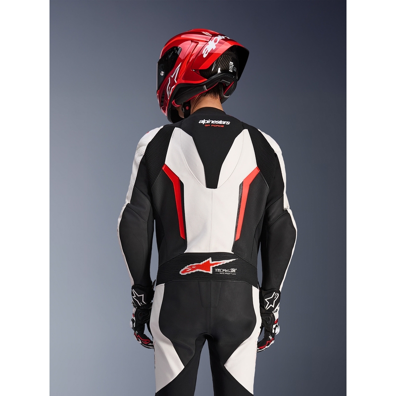 Ολόσωμη φόρμα μοτοσικλέτας Alpinestars GP FORCE V2 σε λευκό-μαύρο-φλουορ κόκκινο