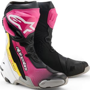 Μπότες μοτοσικλέτας Alpinestars Supertech R μαύρο-λευκό-ροζ-κίτρινο