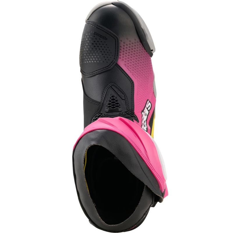Μπότες μοτοσικλέτας Alpinestars Supertech R μαύρο-λευκό-ροζ-κίτρινο