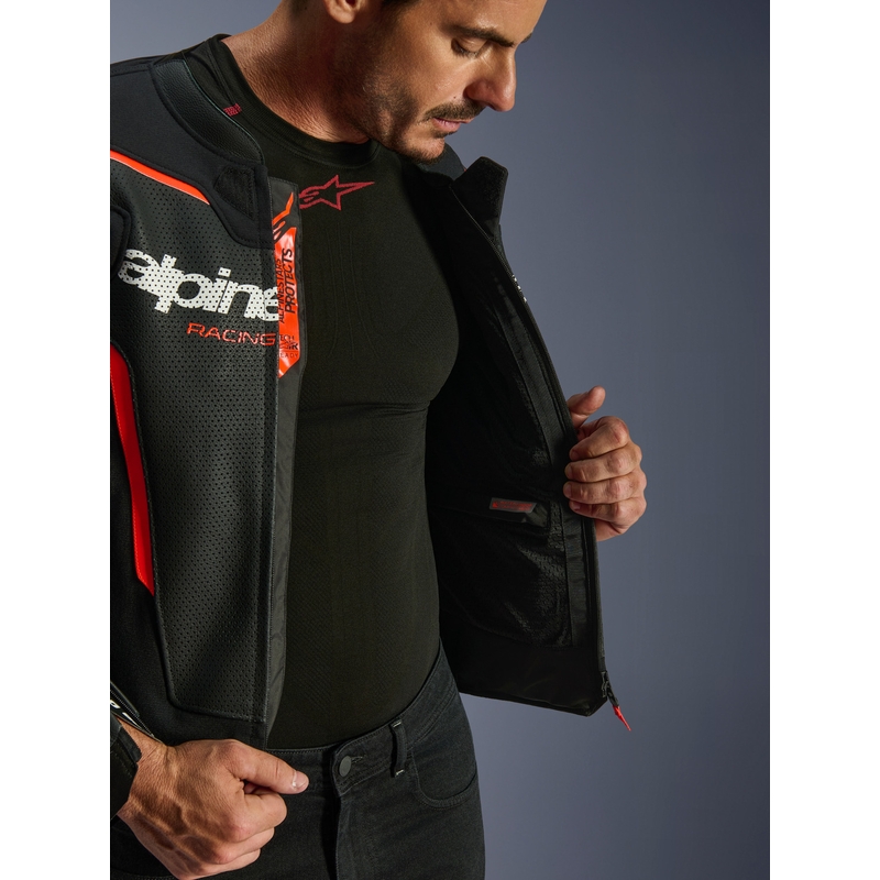 Δερμάτινο μπουφάν μοτοσικλέτας Alpinestars GP Force V2 Airflow μαύρο-φθορίζον κόκκινο-λευκό