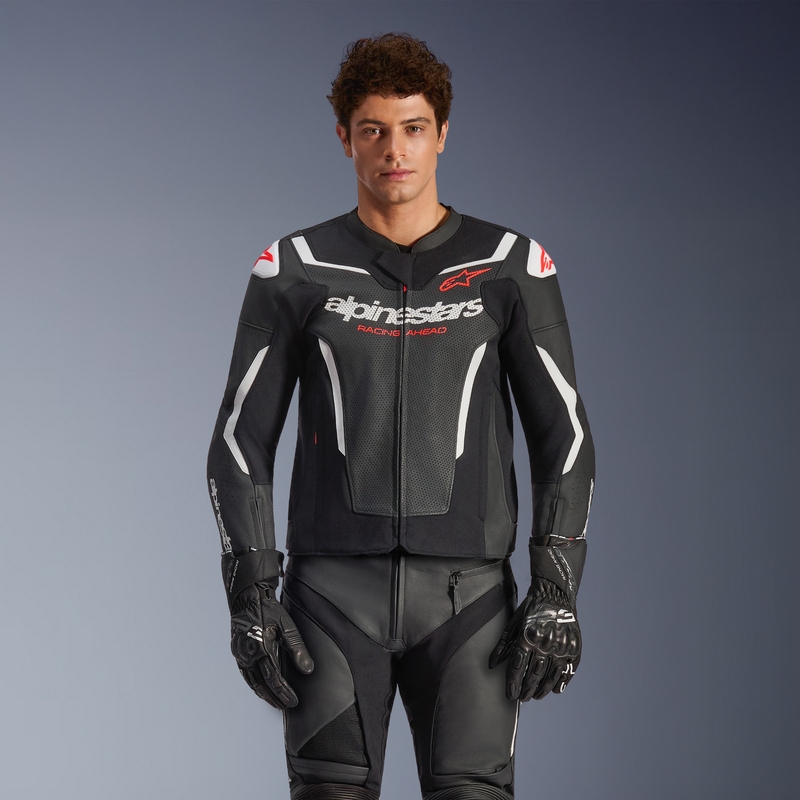 Δερμάτινο μπουφάν μοτοσικλέτας Alpinestars GP Force V2 Airflow μαύρο-λευκό