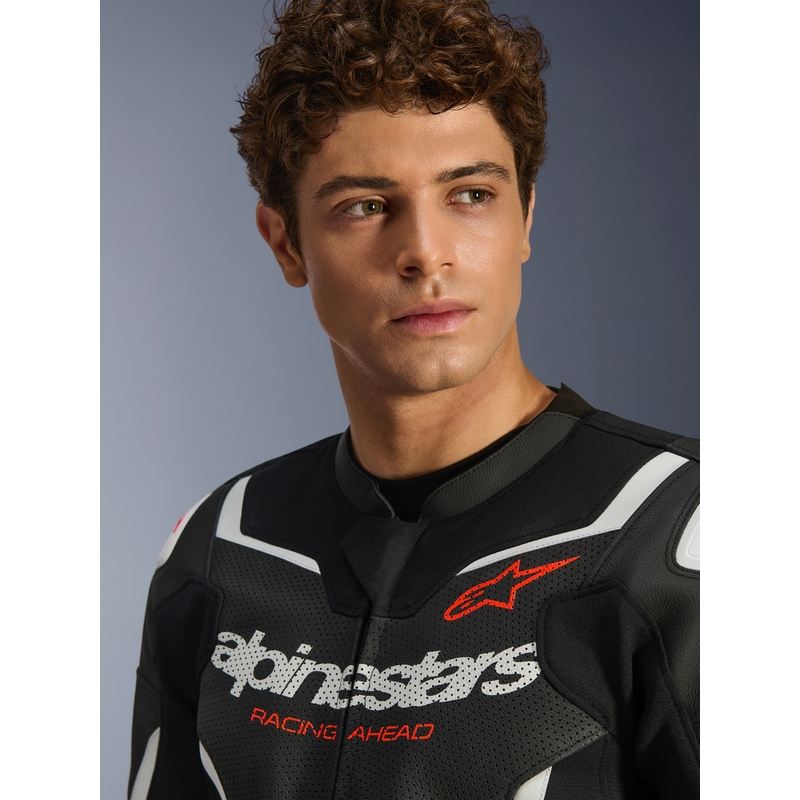 Δερμάτινο μπουφάν μοτοσικλέτας Alpinestars GP Force V2 Airflow μαύρο-λευκό