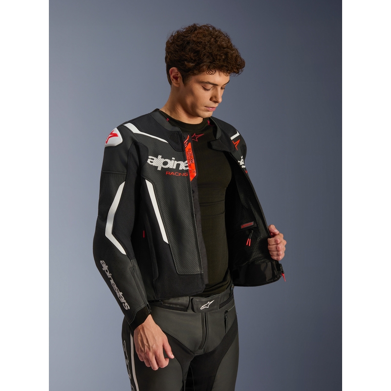 Δερμάτινο μπουφάν μοτοσικλέτας Alpinestars GP Force V2 Airflow μαύρο-λευκό