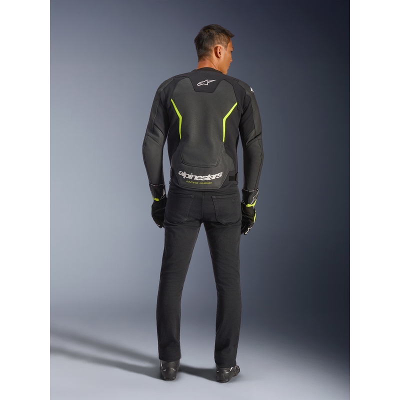 Δερμάτινο μπουφάν μοτοσικλέτας Alpinestars GP Force V2 Airflow μαύρο-φθορίζον κίτρινο