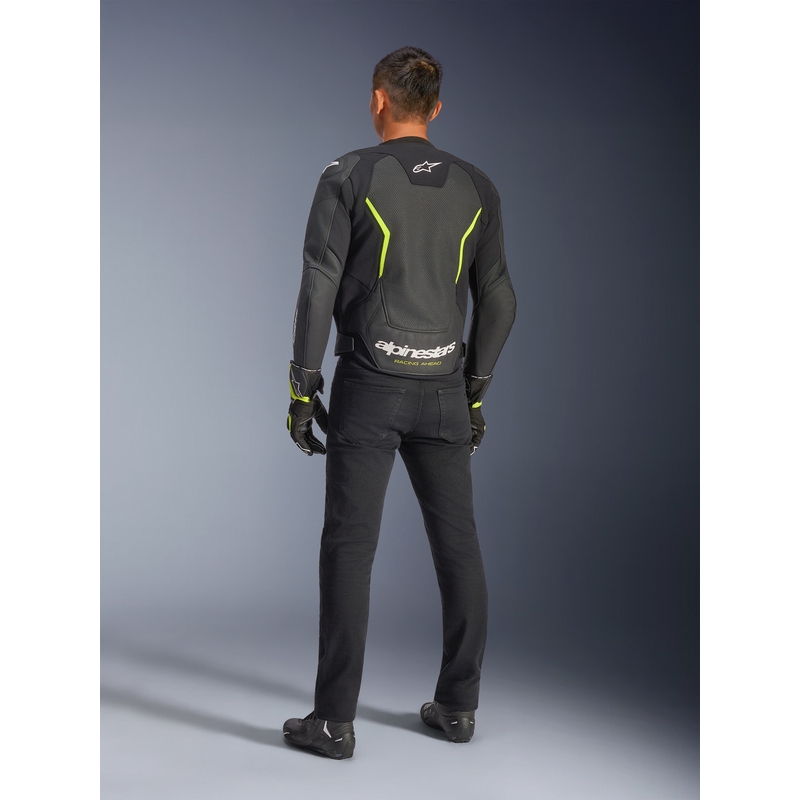 Δερμάτινο μπουφάν μοτοσικλέτας Alpinestars GP Force V2 Airflow μαύρο-φθορίζον κίτρινο