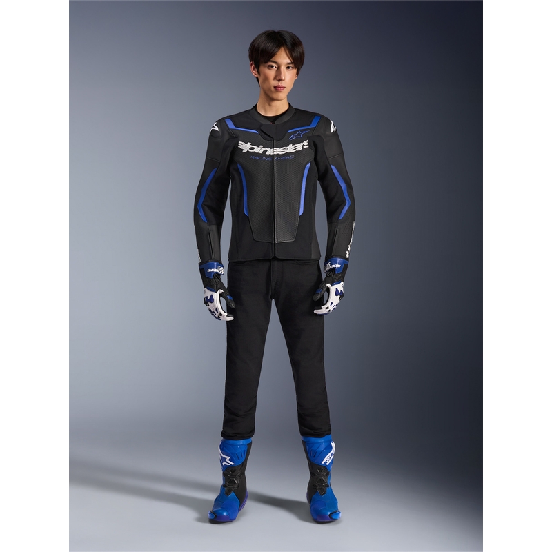 Δερμάτινο μπουφάν μοτοσικλέτας Alpinestars GP Force V2 Airflow μαύρο-μεταλλικό μπλε