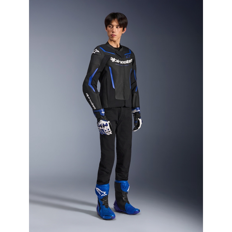 Δερμάτινο μπουφάν μοτοσικλέτας Alpinestars GP Force V2 Airflow μαύρο-μεταλλικό μπλε