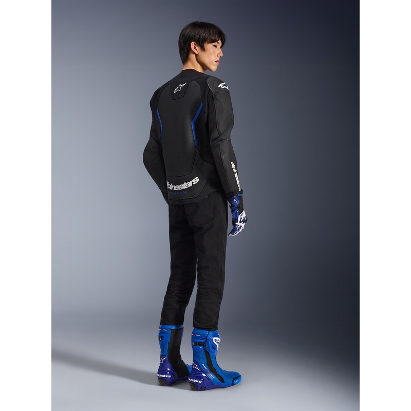 Δερμάτινο μπουφάν μοτοσικλέτας Alpinestars GP Force V2 Airflow μαύρο-μεταλλικό μπλε