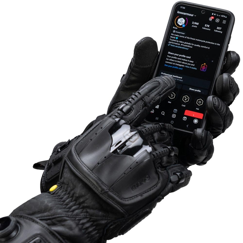 Γάντια μοτοσικλέτας Knox Handroid All Black Mk5, μαύρα