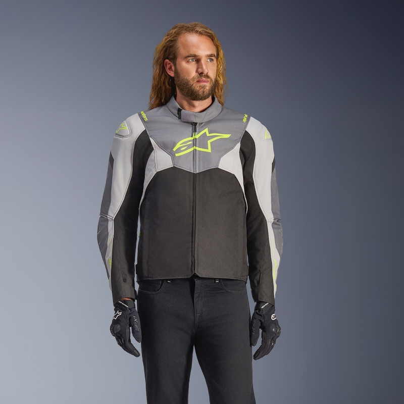 Αδιάβροχο μπουφάν μοτοσικλέτας Alpinestars T-JAWS V4 Μαύρο-Ανοιχτό γκρι-Γκρι