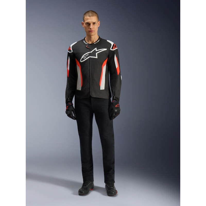 Μπουφάν μοτοσικλέτας Alpinestars T-GP AIR μαύρο-φλουορ κόκκινο