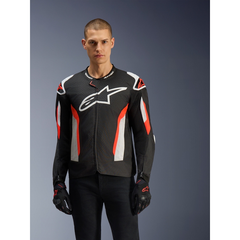 Μπουφάν μοτοσικλέτας Alpinestars T-GP AIR μαύρο-φλουορ κόκκινο