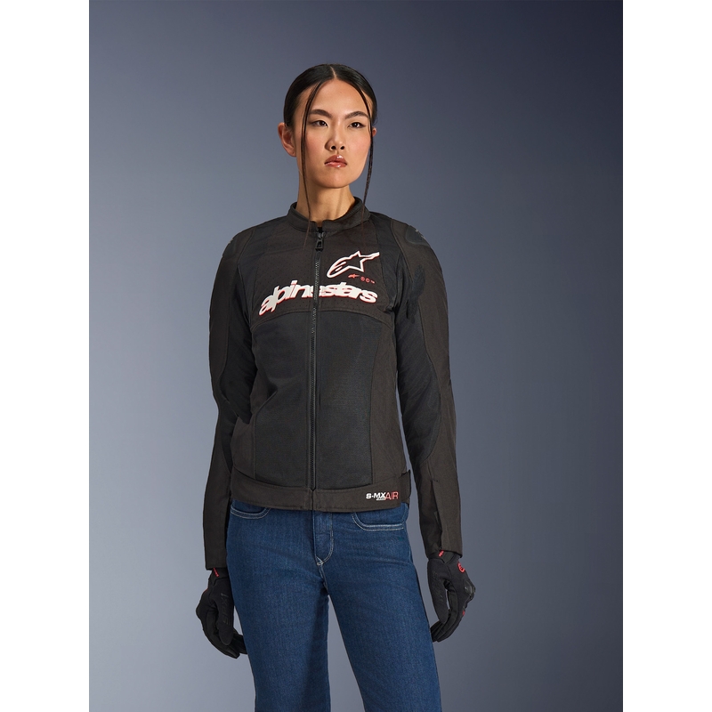 Γυναικείο μπουφάν μοτοσικλέτας Alpinestars Stella SMX Air μαύρο-λευκό-φλουορ κόκκινο
