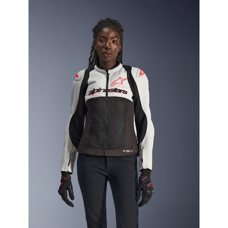 Γυναικείο μπουφάν μοτοσικλέτας Alpinestars Stella SMX Air ανοιχτό γκρι-μαύρο-ροζ