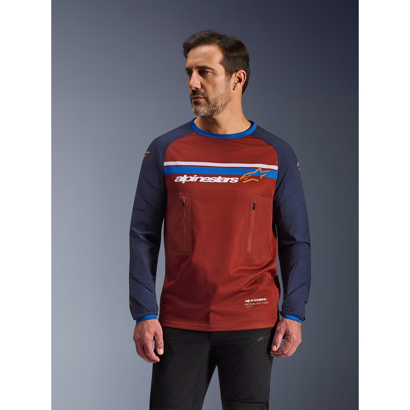 Φανέλα motocross Alpinestars Maxdura Dual πορτοκαλί-σκούρο μπλε