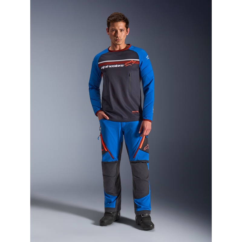 Φανέλα motocross Alpinestars Maxdura Dual σκούρο γκρι-μπλε-πορτοκαλί