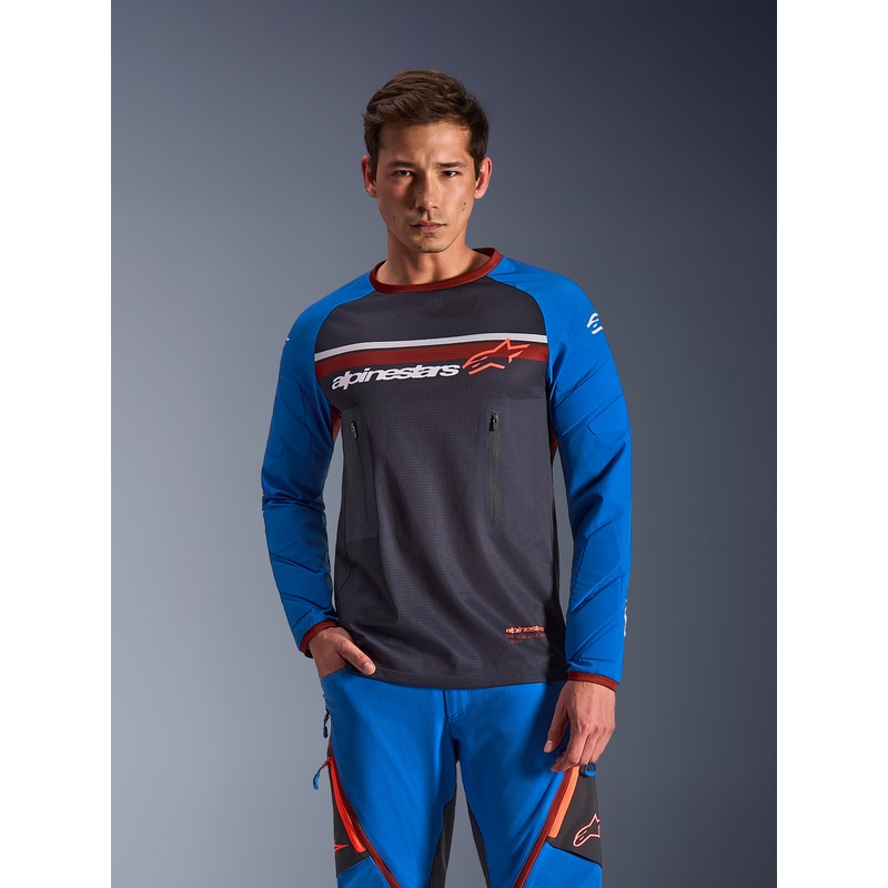 Φανέλα motocross Alpinestars Maxdura Dual σκούρο γκρι-μπλε-πορτοκαλί
