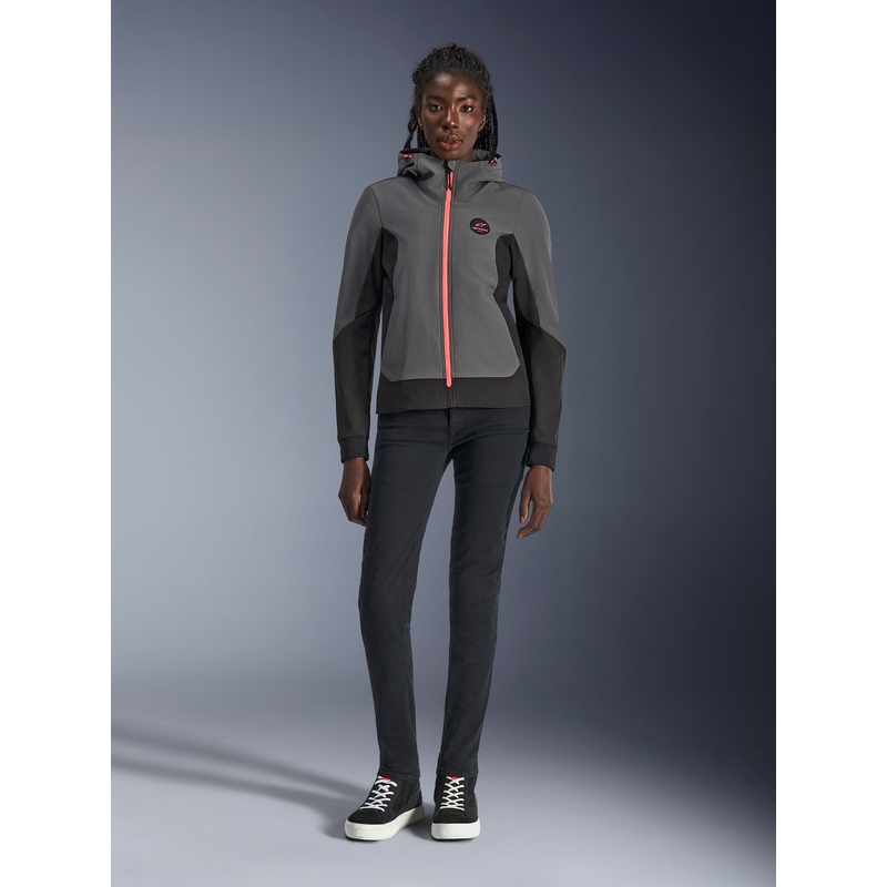 Γυναικείο μπουφάν μοτοσικλέτας Alpinestars Stella Radium Tech Hoodie σκούρο γκρι-μαύρο-ροζ