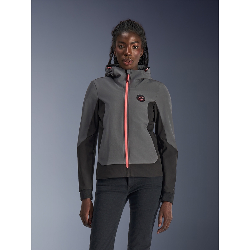 Γυναικείο μπουφάν μοτοσικλέτας Alpinestars Stella Radium Tech Hoodie σκούρο γκρι-μαύρο-ροζ