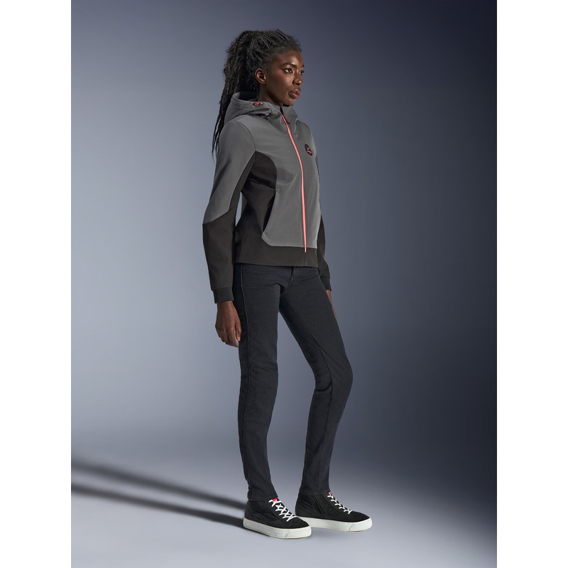 Γυναικείο μπουφάν μοτοσικλέτας Alpinestars Stella Radium Tech Hoodie σκούρο γκρι-μαύρο-ροζ