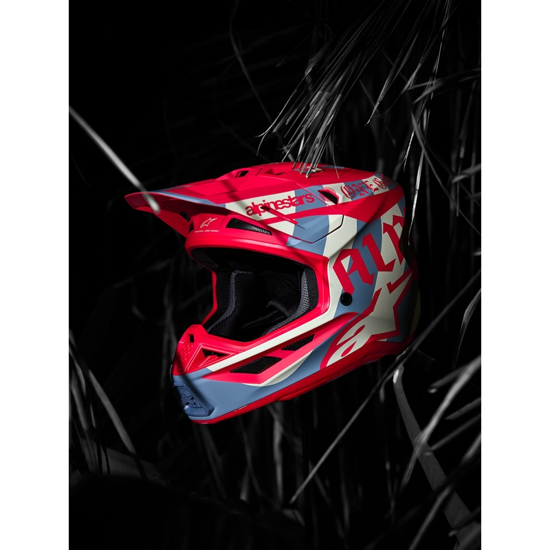 Κράνος motocross Beast Coast περιορισμένης έκδοσης Alpinestars Supertech S-M7 γκρι-μαύρο-πορτοκαλί