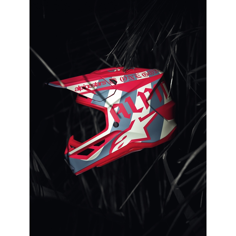 Κράνος motocross Beast Coast περιορισμένης έκδοσης Alpinestars Supertech S-M7 γκρι-μαύρο-πορτοκαλί