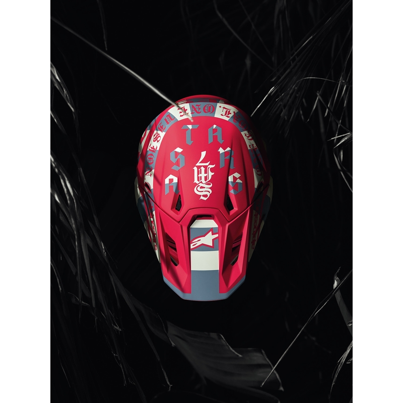 Κράνος motocross Beast Coast περιορισμένης έκδοσης Alpinestars Supertech S-M7 γκρι-μαύρο-πορτοκαλί