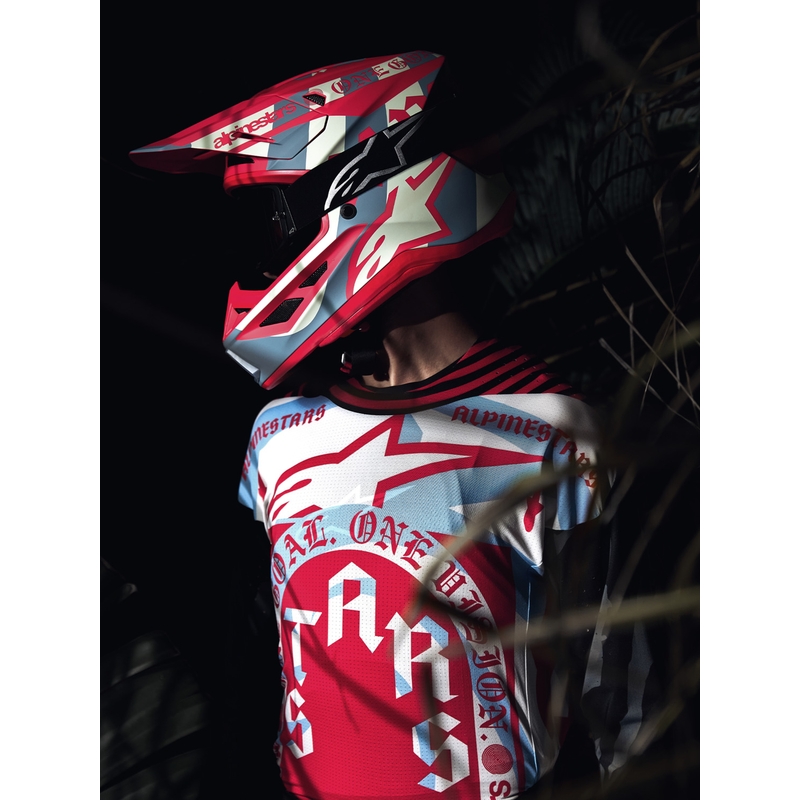 Κράνος motocross Beast Coast περιορισμένης έκδοσης Alpinestars Supertech S-M7 γκρι-μαύρο-πορτοκαλί