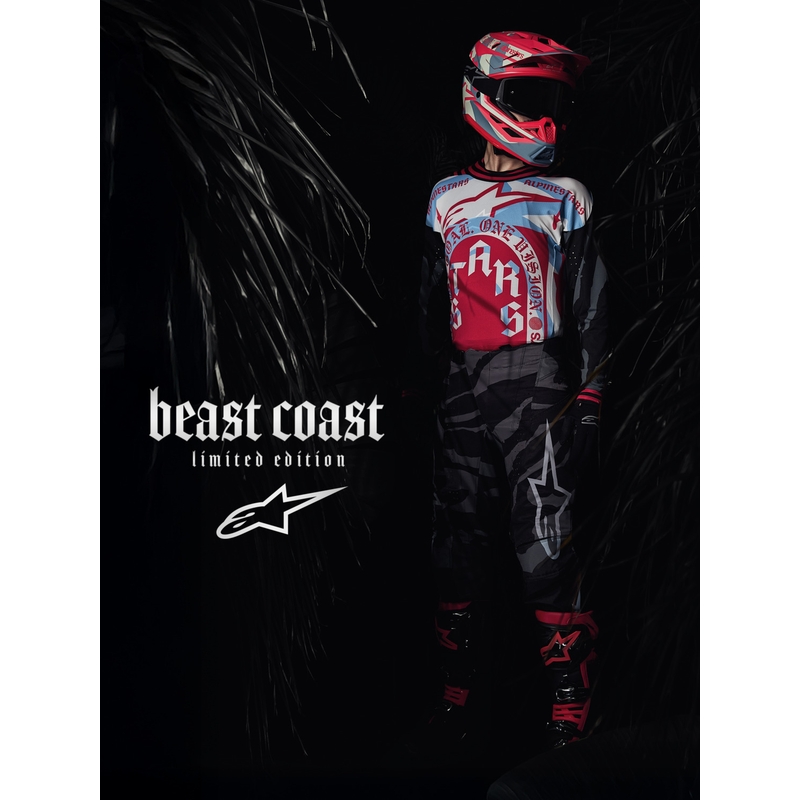 Τζέρσεϊ motocross Beast Coast περιορισμένης έκδοσης Alpinestars Techstar γκρι-μαύρο-πορτοκαλί