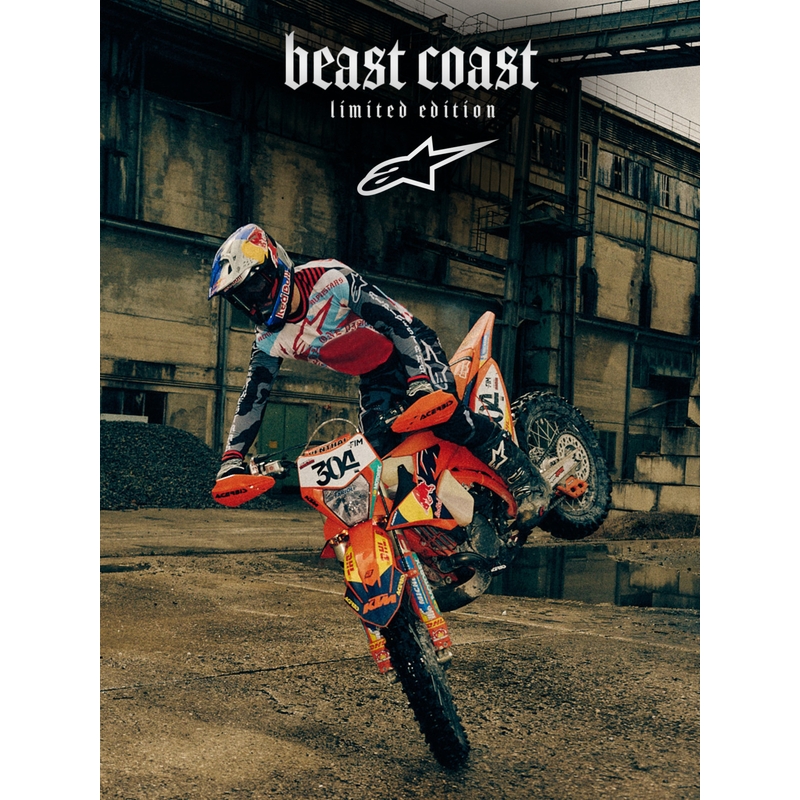 Τζέρσεϊ motocross Beast Coast περιορισμένης έκδοσης Alpinestars Techstar γκρι-μαύρο-πορτοκαλί