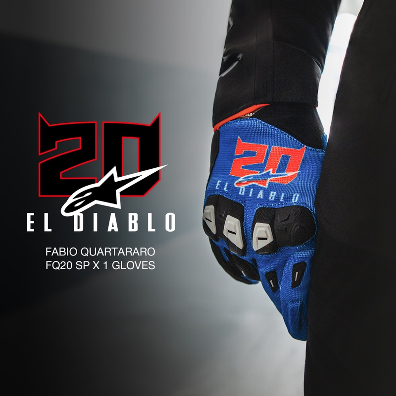 Συλλογή γαντιών μοτοσικλέτας Alpinestars SP X 1 FQ20 μπλε-μαύρο-φλουορ κόκκινο