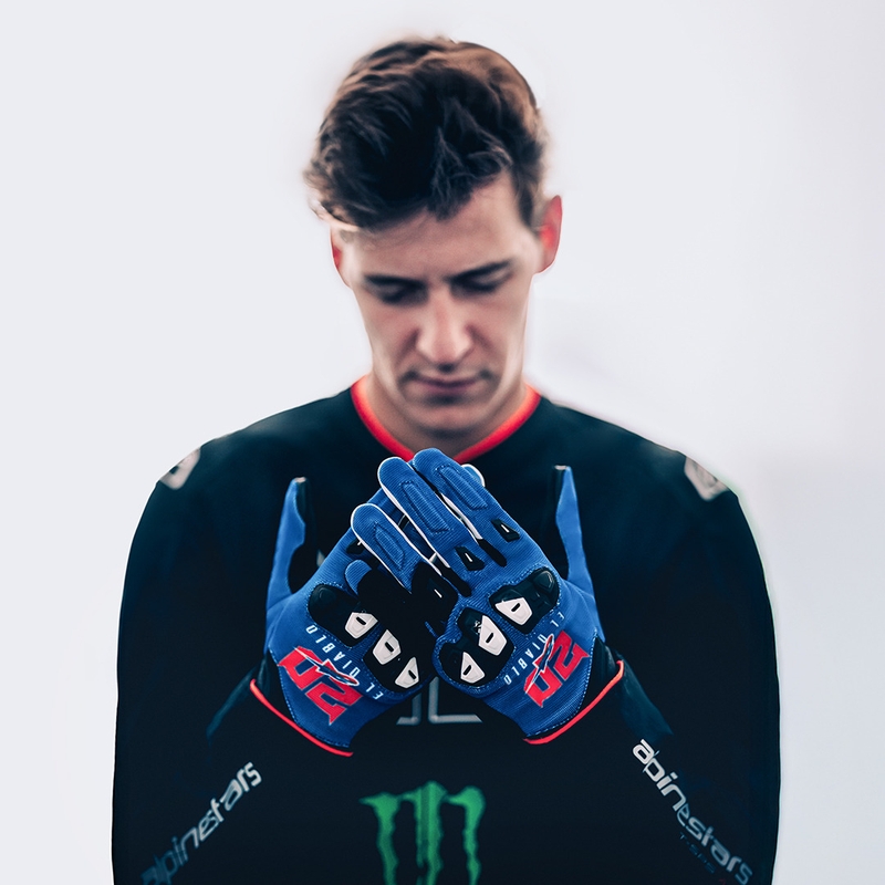 Συλλογή γαντιών μοτοσικλέτας Alpinestars SP X 1 FQ20 μπλε-μαύρο-φλουορ κόκκινο