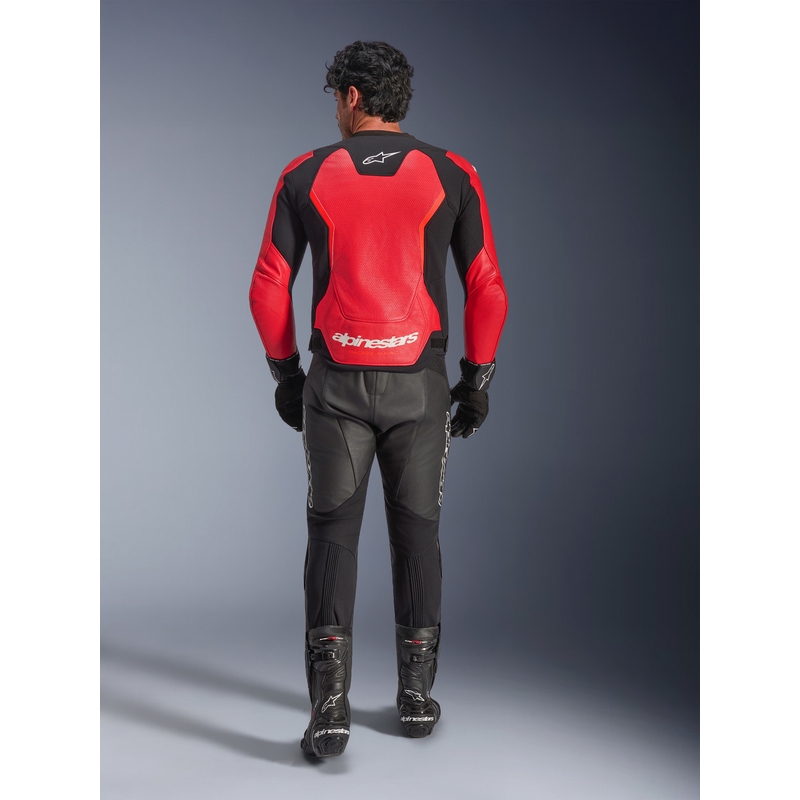 Δερμάτινο μπουφάν μοτοσικλέτας Alpinestars GP Force V2 Airflow σε fluorescent κόκκινο-μαύρο-λευκό