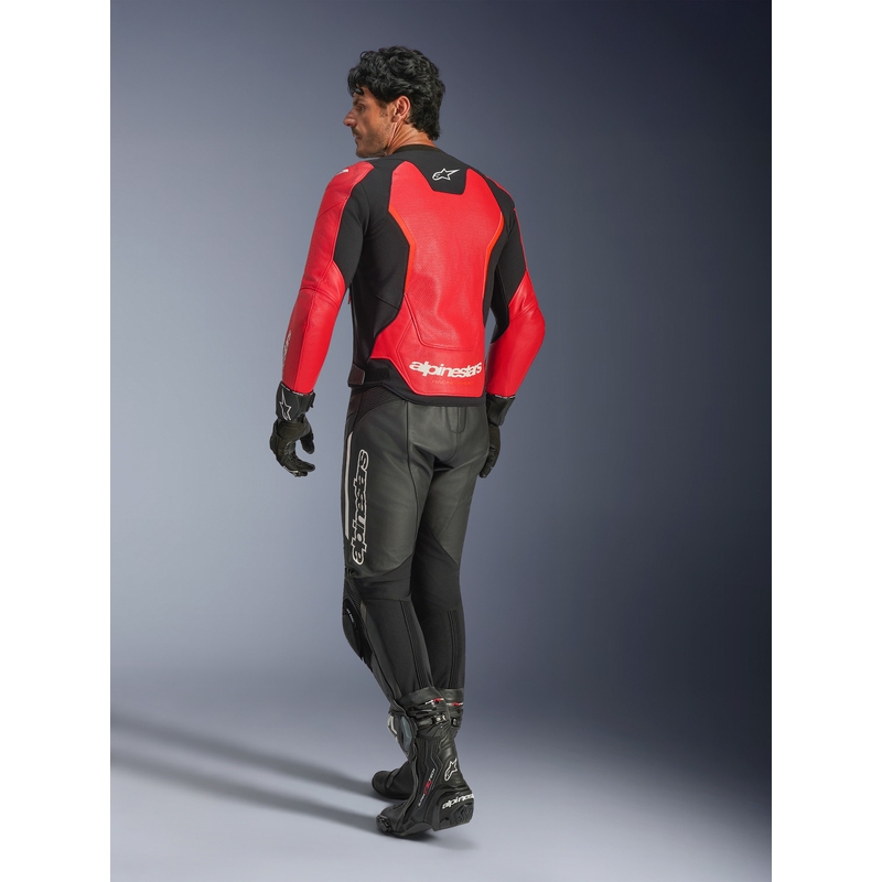 Δερμάτινο μπουφάν μοτοσικλέτας Alpinestars GP Force V2 Airflow σε fluorescent κόκκινο-μαύρο-λευκό