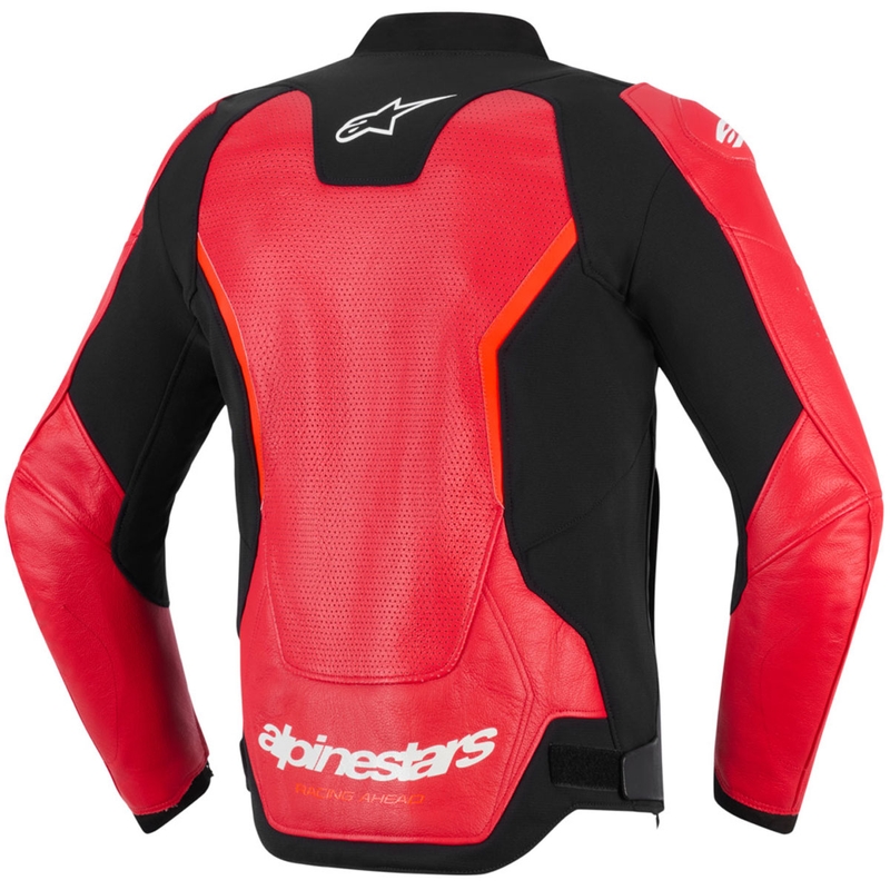Δερμάτινο μπουφάν μοτοσικλέτας Alpinestars GP Force V2 Airflow σε fluorescent κόκκινο-μαύρο-λευκό