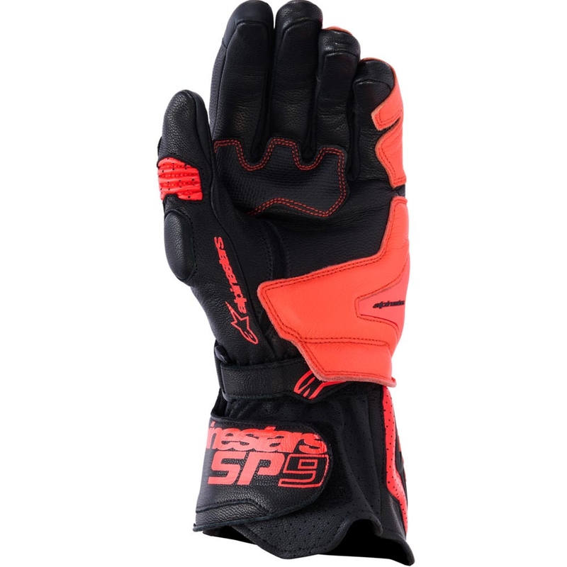 Γάντια μοτοσικλέτας Alpinestars SP-9 μαύρο-φθορίζον κόκκινο