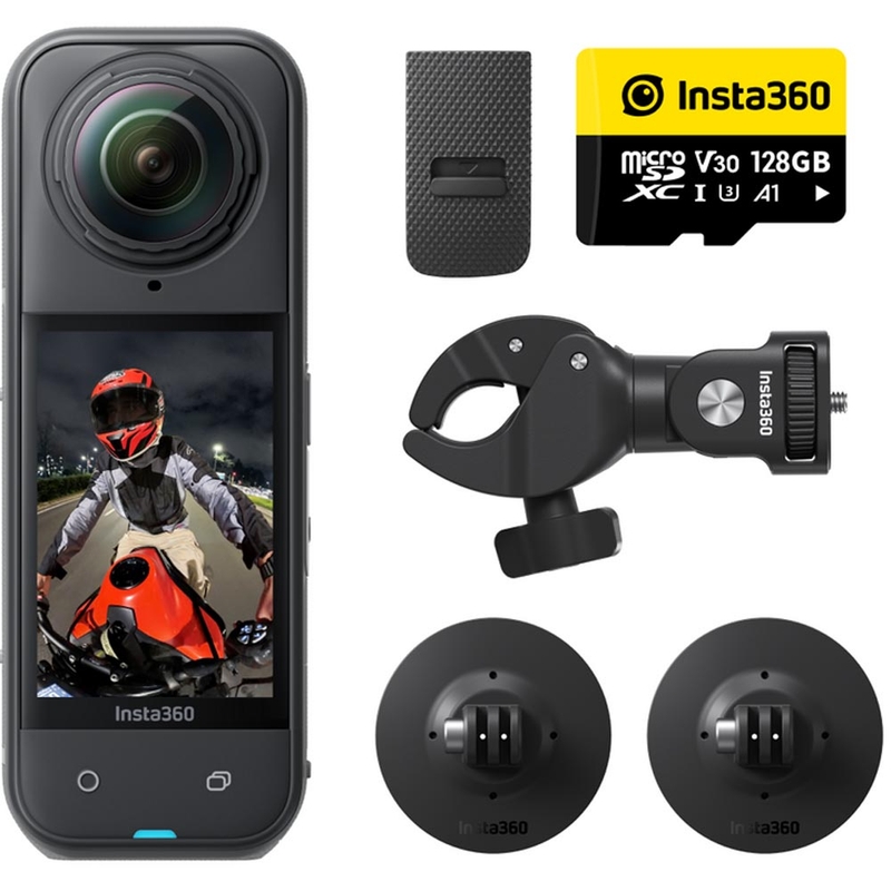 Κάμερα δράσης μοτοσικλέτας Insta360 X5 σε μαύρο χρώμα