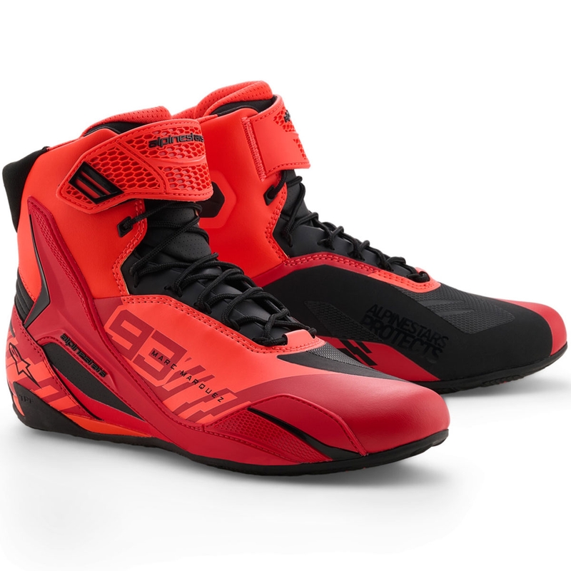 Μπότες μοτοσικλέτας Alpinestars Faster-4 MM93, συλλογή fluo, κόκκινο-κόκκινο-μαύρο