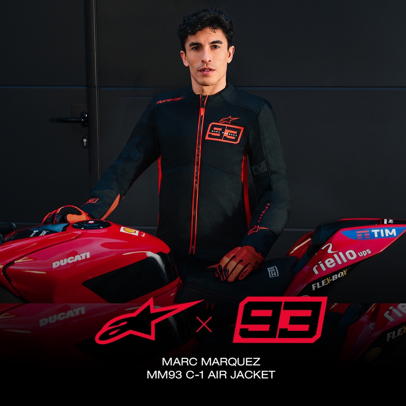 Μπουφάν μοτοσικλέτας Alpinestars C-1 AIR MM93, συλλογή fluo, κόκκινο-κόκκινο-μαύρο