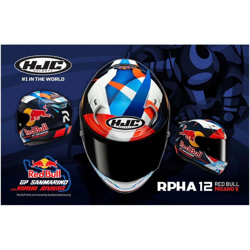 Κράνος μοτοσικλέτας full-face HJC RPHA 12 Red Bull Misano GP 2 MC21 μπλε-λευκό-κόκκινο