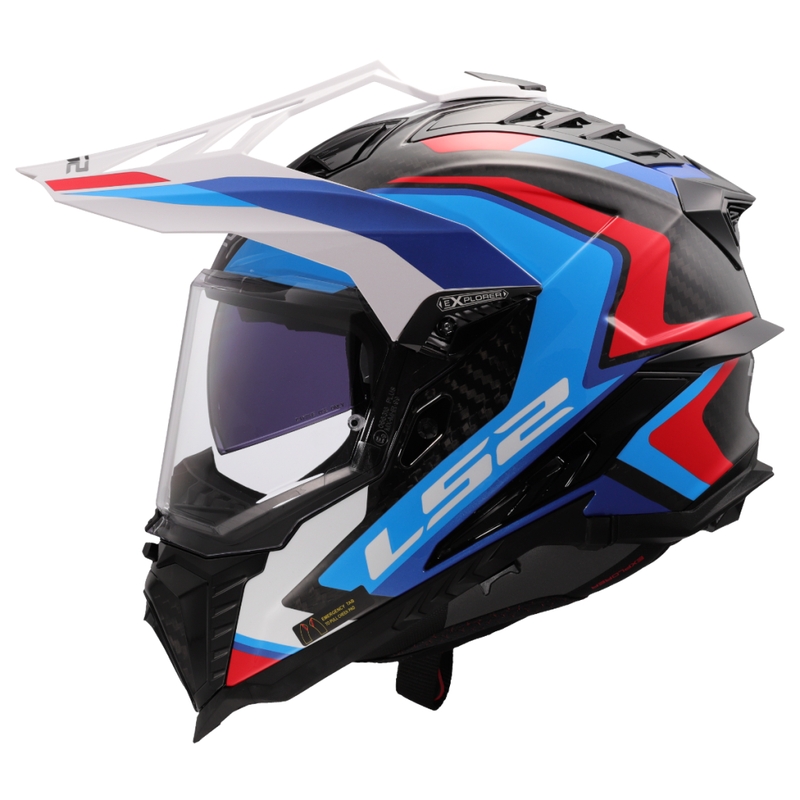 Κράνος μοτοσικλέτας Enduro LS2 MX701 Explorer C Frontier II λευκό-μπλε - 2ης ποιότητας - II. ποιότητα