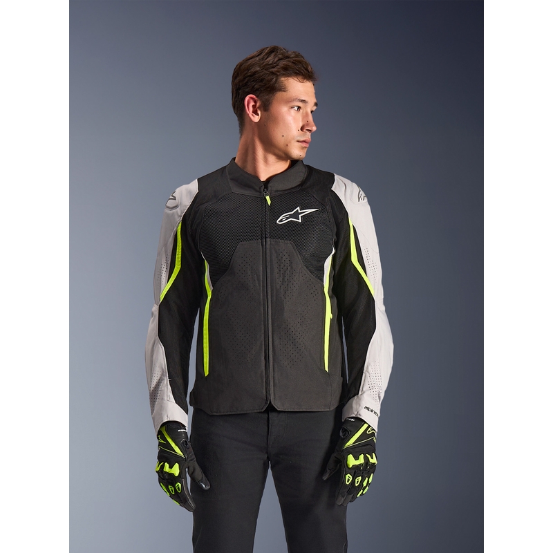 Μπουφάν μοτοσικλέτας Alpinestars AST V3 Air λευκό-φθορίζον κίτρινο-μαύρο