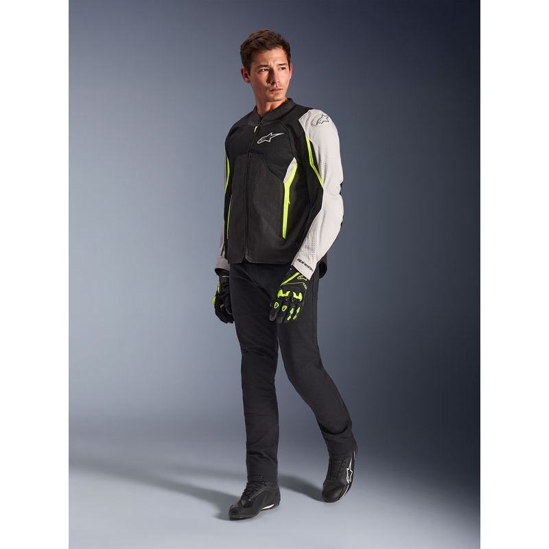 Μπουφάν μοτοσικλέτας Alpinestars AST V3 Air λευκό-φθορίζον κίτρινο-μαύρο