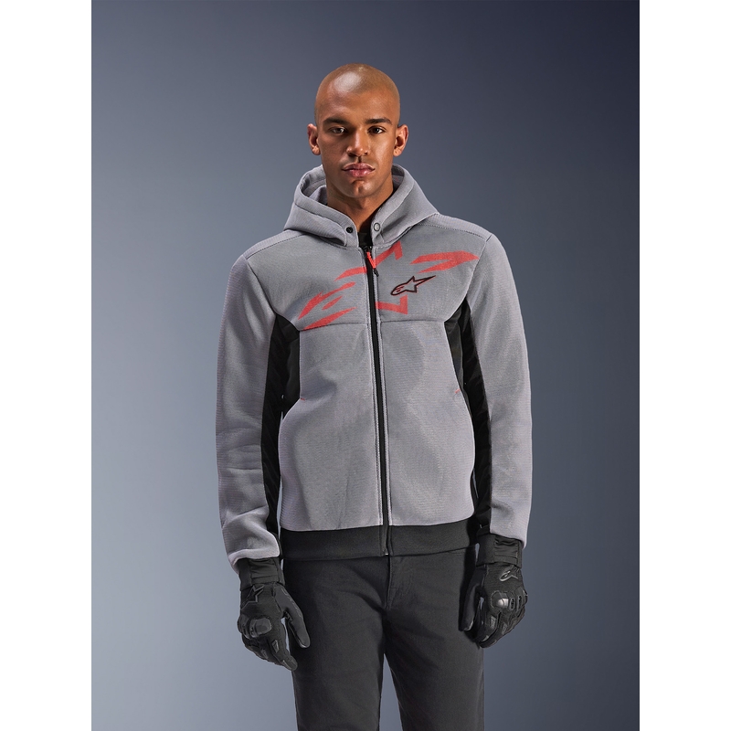 Φούτερ μοτοσικλέτας Alpinestars Chrome Superairflow μαύρο-ανοιχτό γκρι-φλουορ κόκκινο