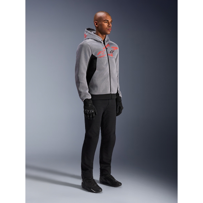 Φούτερ μοτοσικλέτας Alpinestars Chrome Superairflow μαύρο-ανοιχτό γκρι-φλουορ κόκκινο