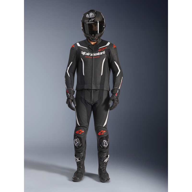 Δερμάτινη φόρμα δύο τεμαχίων Alpinestars GP Force V2 σε μαύρο-λευκό-φλουορ κόκκινο