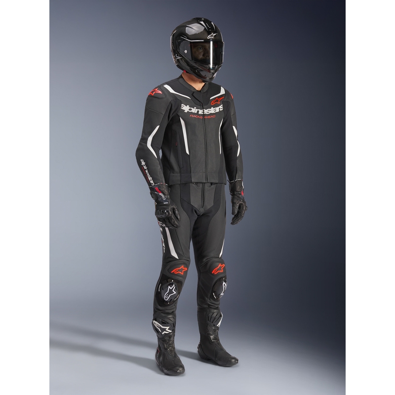 Δερμάτινη φόρμα δύο τεμαχίων Alpinestars GP Force V2 σε μαύρο-λευκό-φλουορ κόκκινο